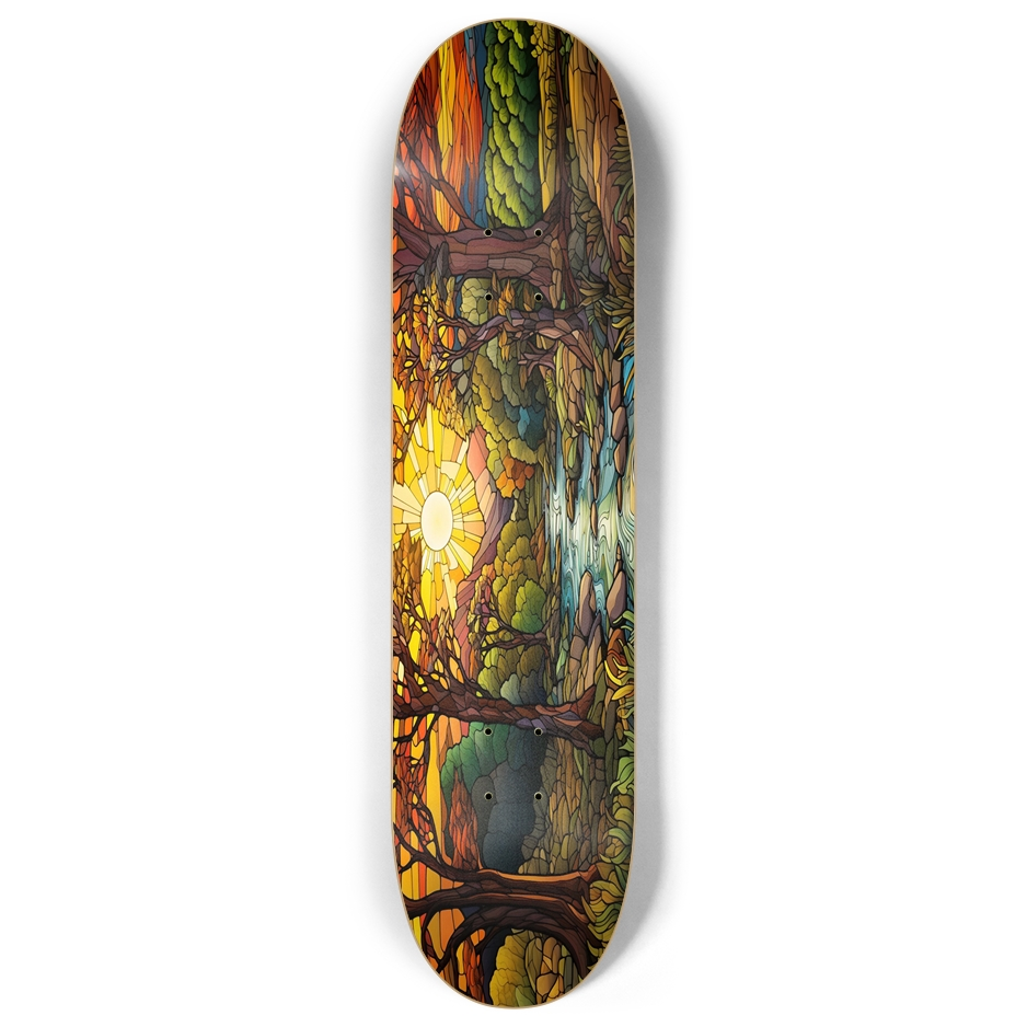 Skateboard - Sunset Stained Glass 8.00 by City Vision Skateboards (8.00)