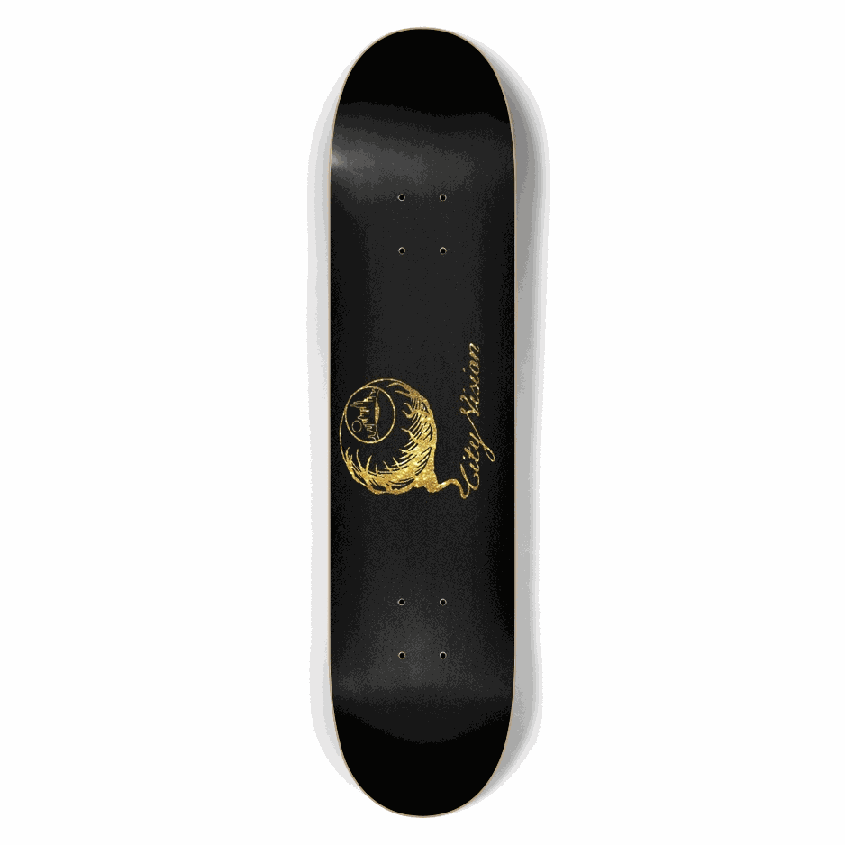 Black and Gold Glitter Logo 7.50 City Vision Skateboards