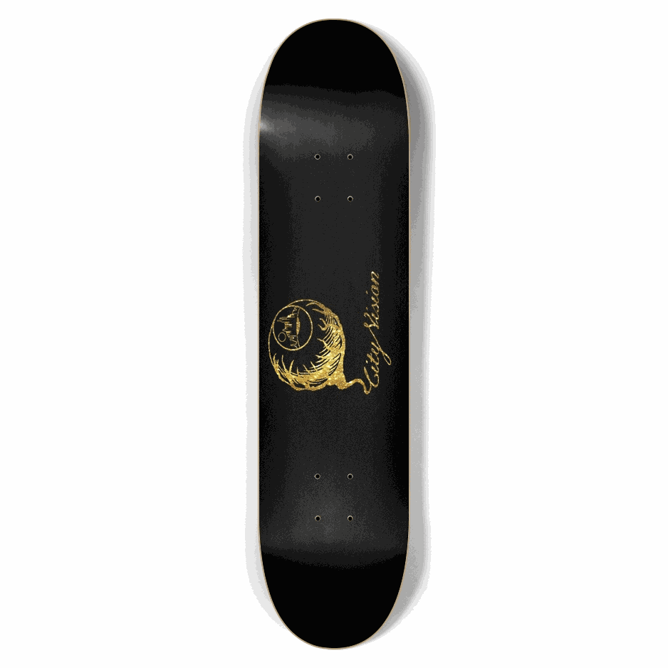 Black and Gold Glitter Logo 7.62 City Vision Skateboards
