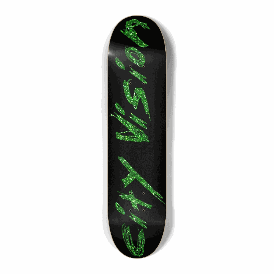 Black and Green Glitter Name Mini 7.25 City Vision Skateboards