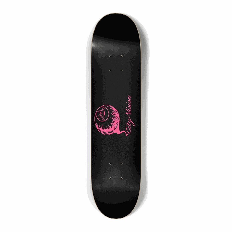 Black and Hot Pink Logo Mini 7.25 City Vision Skateboards