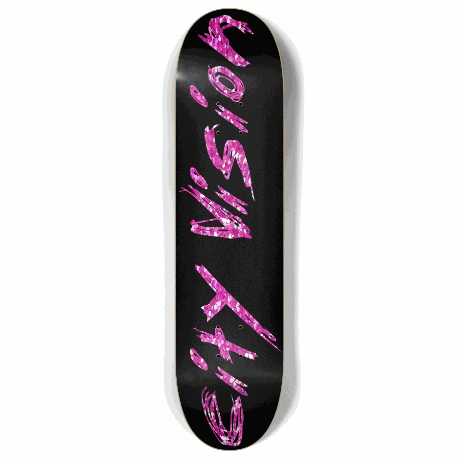 Skateboard - Black and Pink Glitter Name 8.00 by City Vision Skateboards (8.00)
