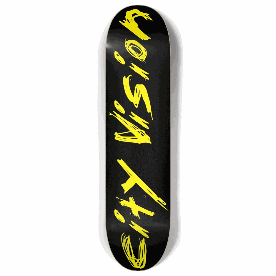 Skateboard - Black and Yellow Name 8.00 by City Vision Skateboards (8.00)