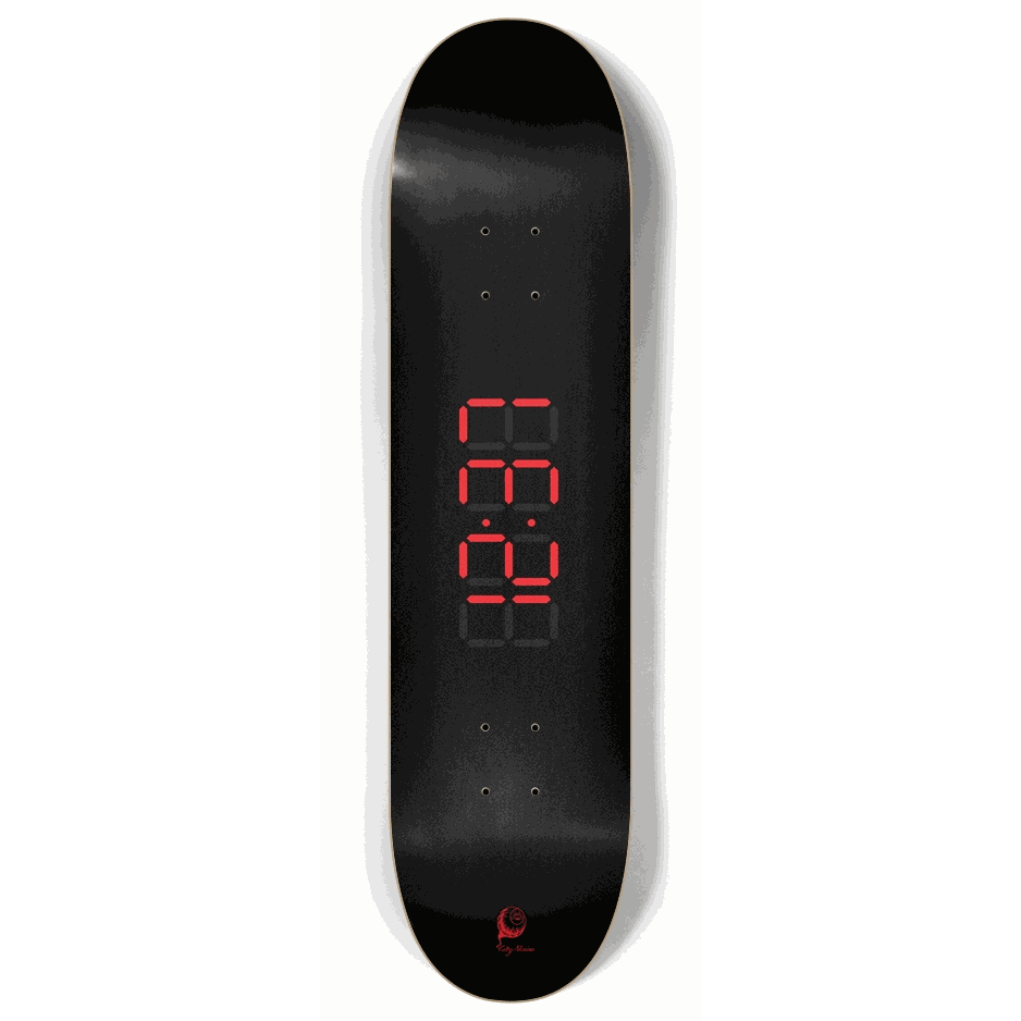 Skateboard - Clock Red 8.00 by City Vision Skateboards (8.00)