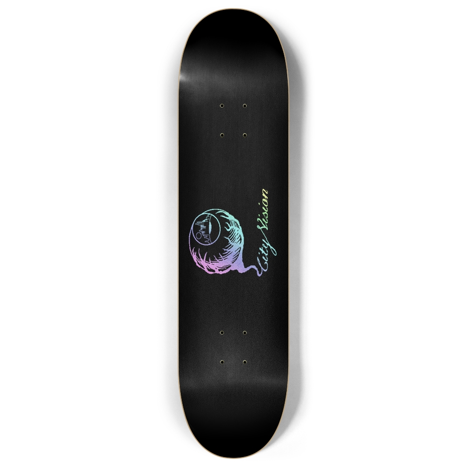 Skateboard - Logo Light Rainbow Glitter Black 8.00 by City Vision Skateboards (8.00)