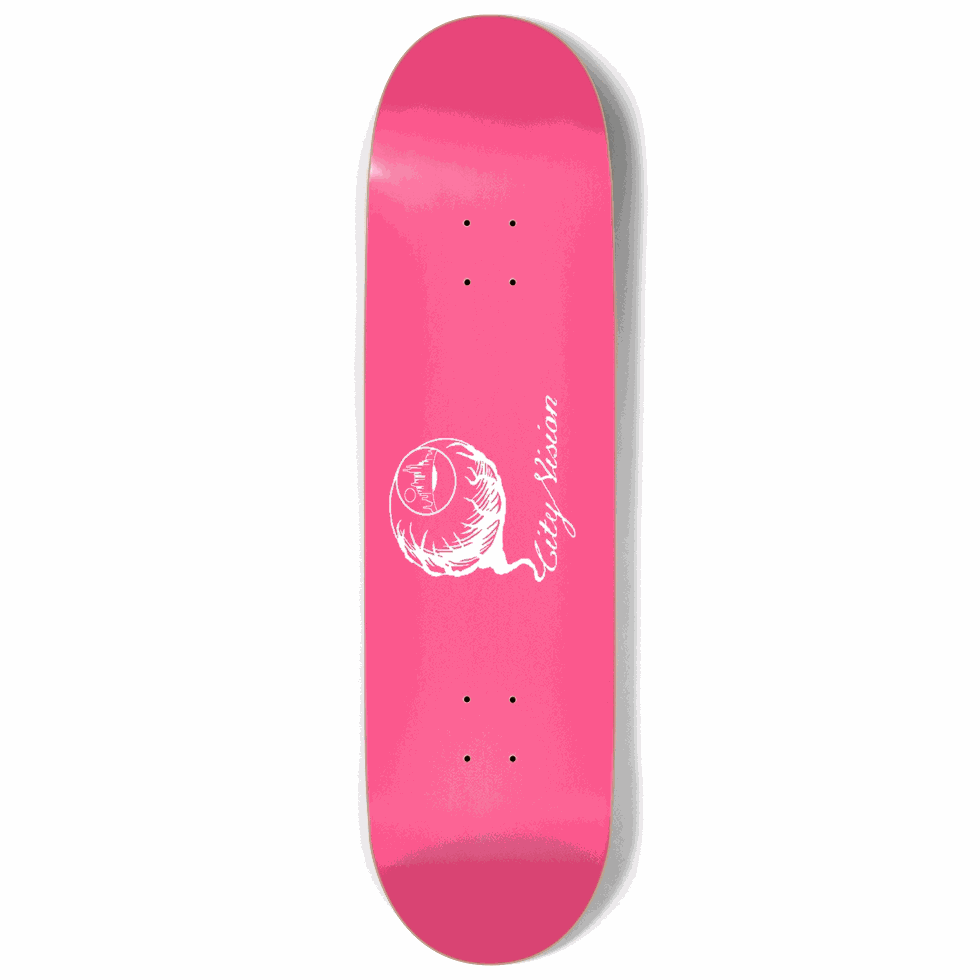 Hot Pink and White Logo 9.00 City Vision Skateboards City Vision Skateboards 9.00