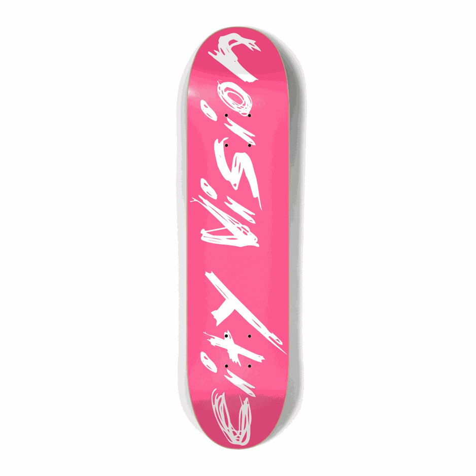 Hot Pink and White Name Mini 7.25 City Vision Skateboards City Vision Skateboards 7.25