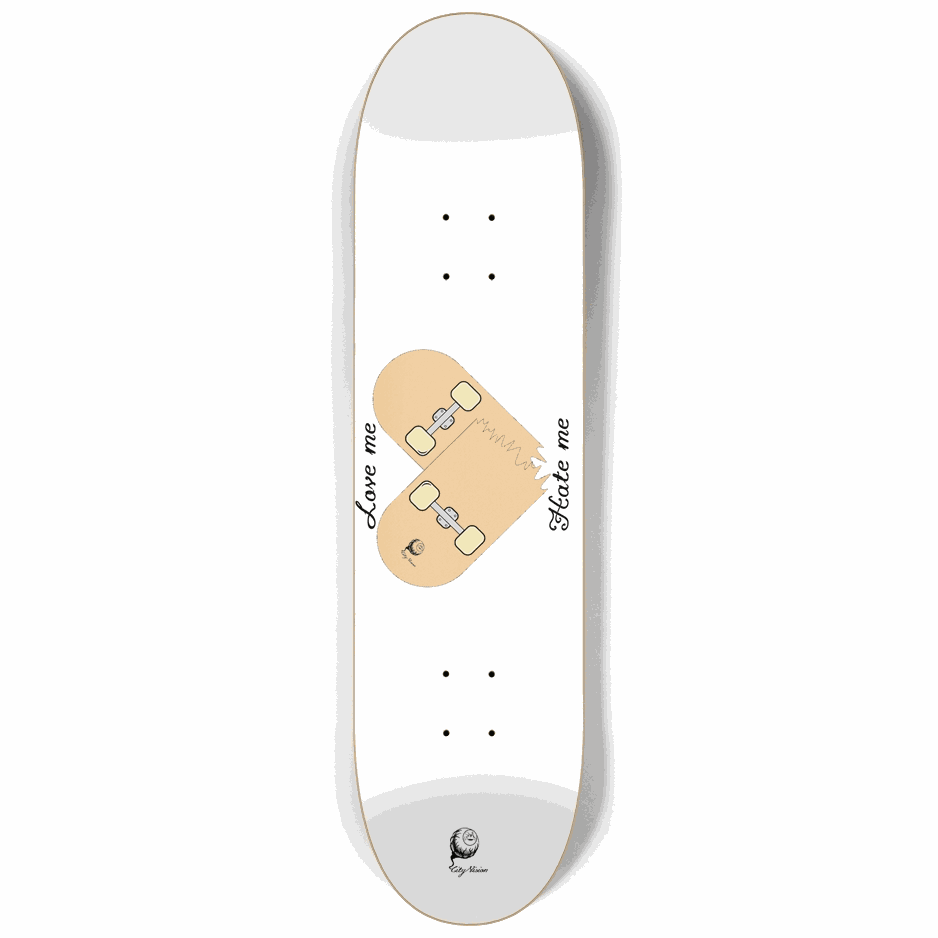 Love Hate White 8.25 City Vision Skateboards City Vision Skateboards 8.25