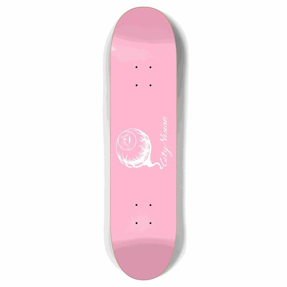 Pink and White Logo 7.87 City Vision Skateboards City Vision Skateboards 7.87