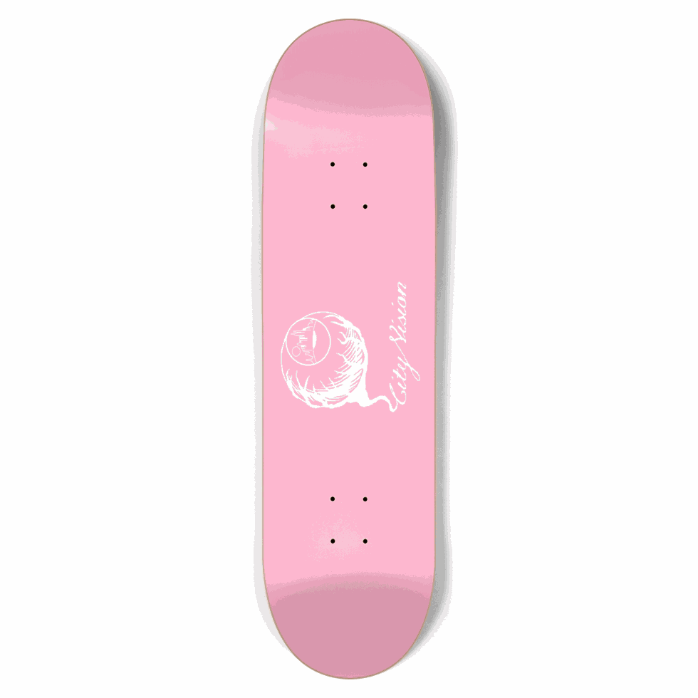 Pink and White Logo 8.75 City Vision Skateboards City Vision Skateboards 8.75