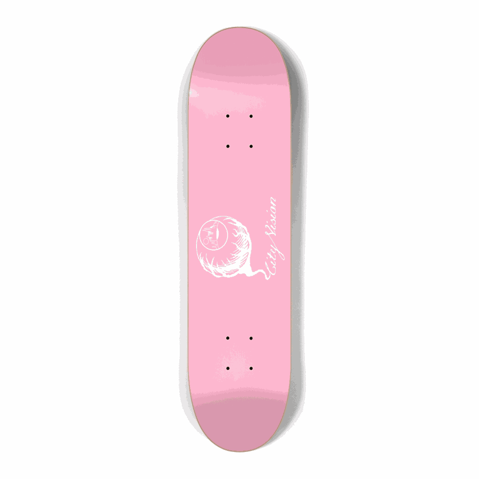 Pink and White Logo Mini 7.25 City Vision Skateboards City Vision Skateboards 7.25