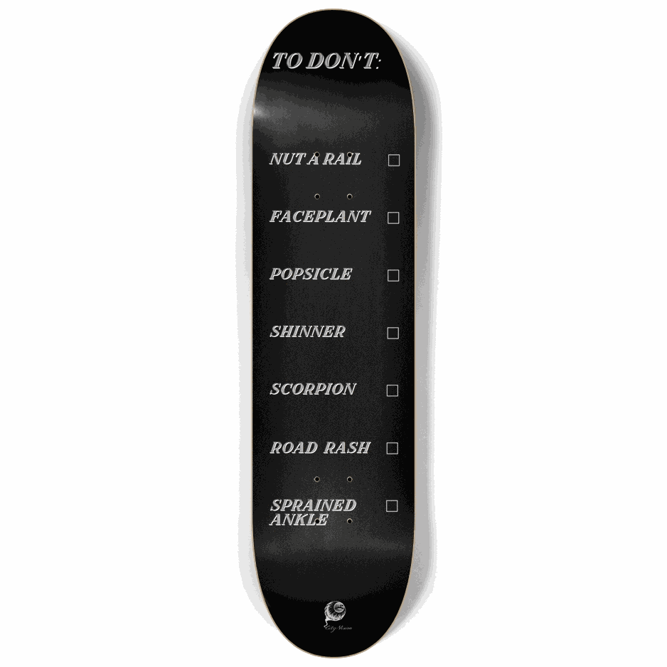 To Don't List Black 8.25 City Vision Skateboards City Vision Skateboards 8.25