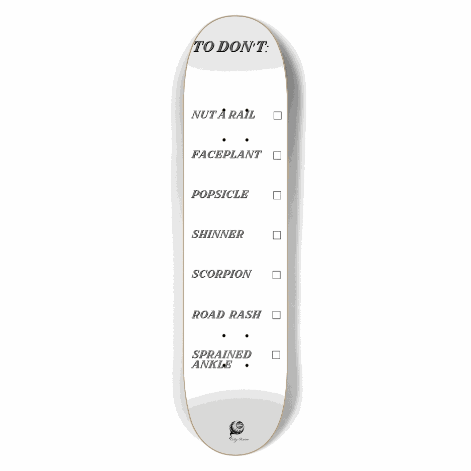 To Don't List White 7.50 City Vision Skateboards City Vision Skateboards 7.50