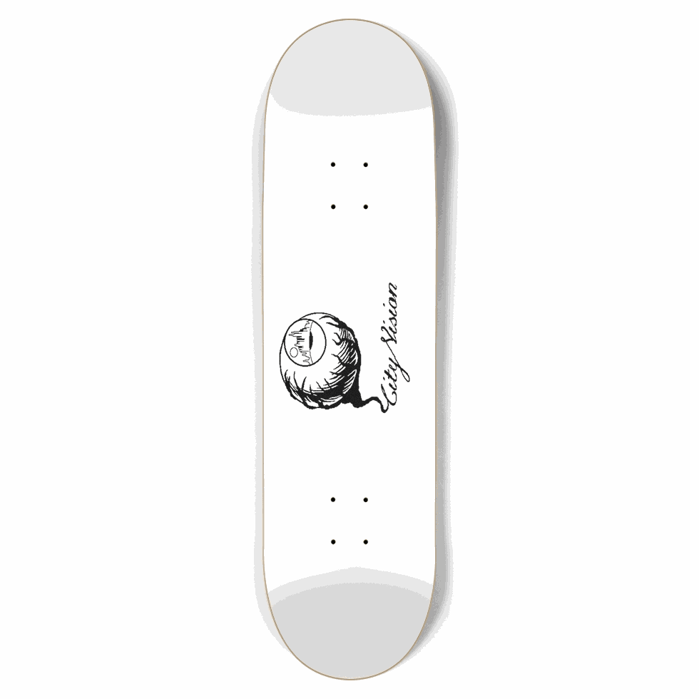 White and Black Logo 8.75 City Vision Skateboards City Vision Skateboards 8.75