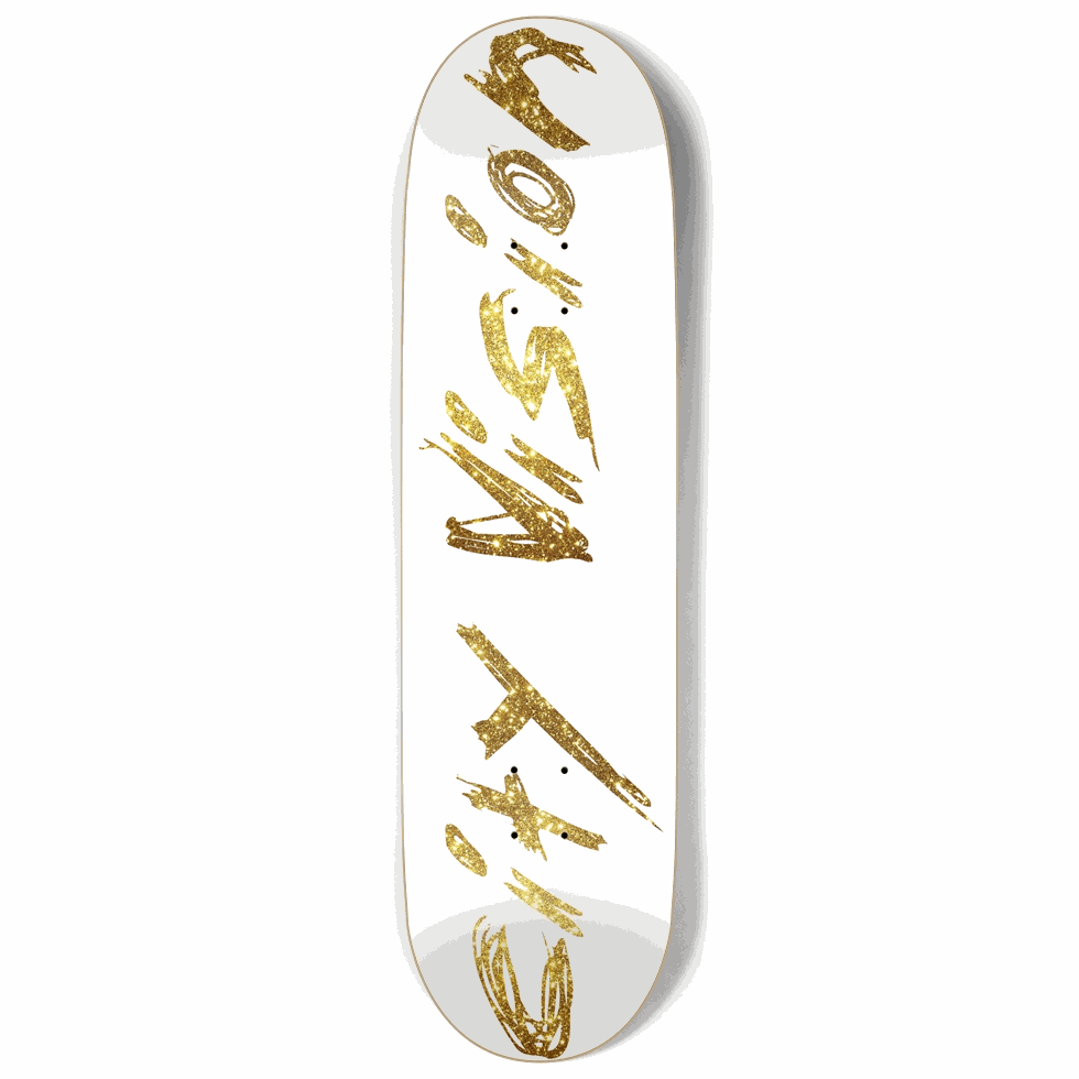 White and Gold Glitter Name 9.00 City Vision Skateboards City Vision Skateboards 9.00