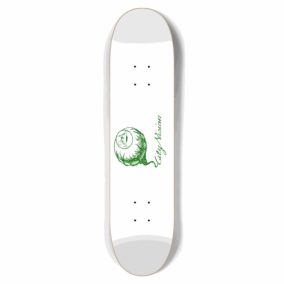 White and Green Glitter Logo 7.62 City Vision Skateboards City Vision Skateboards 7.62
