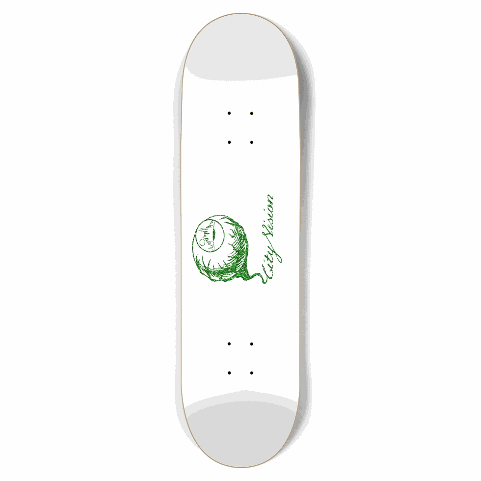 White and Green Glitter Logo 8.75 City Vision Skateboards City Vision Skateboards 8.75