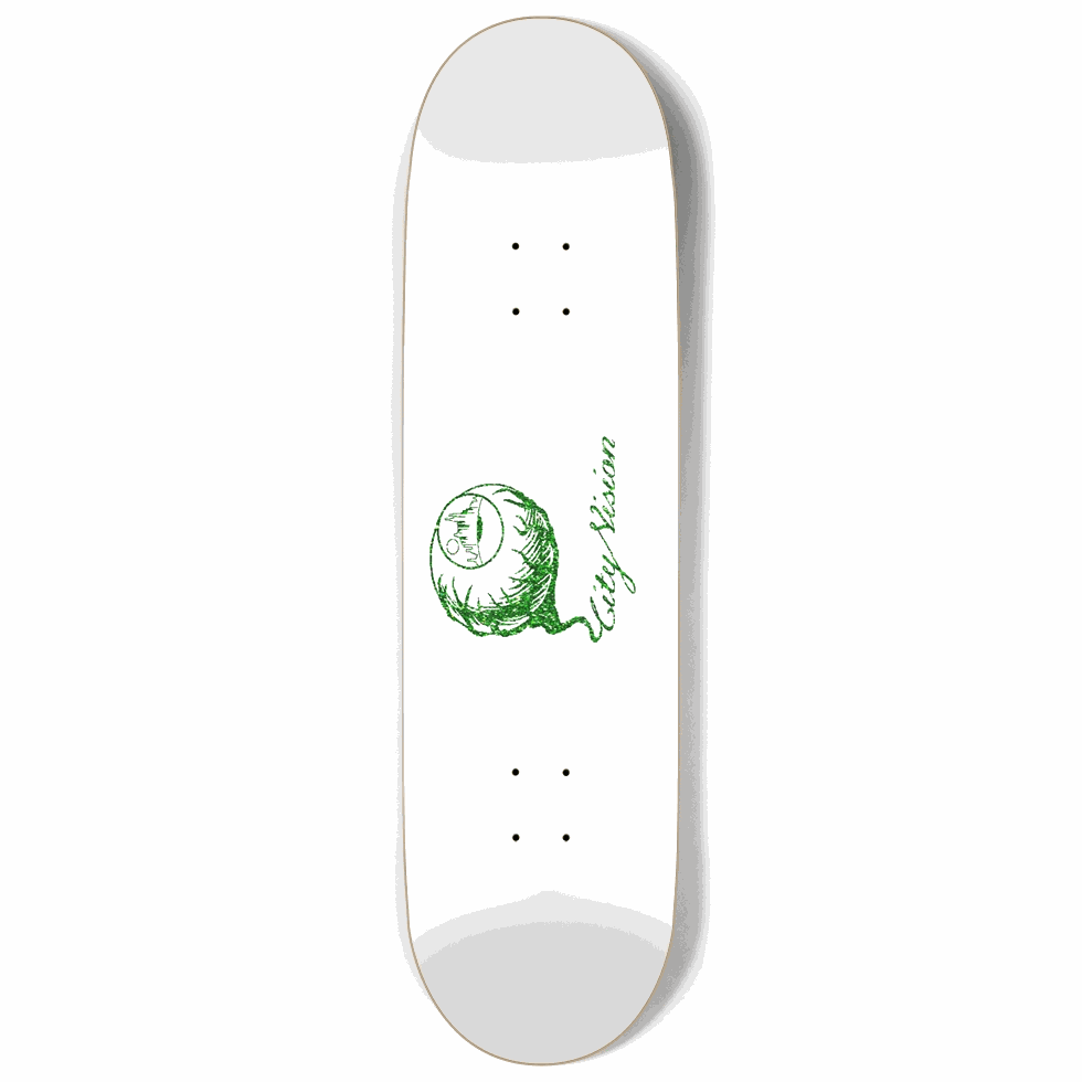 White and Green Glitter Logo 9.00 City Vision Skateboards City Vision Skateboards 9.00