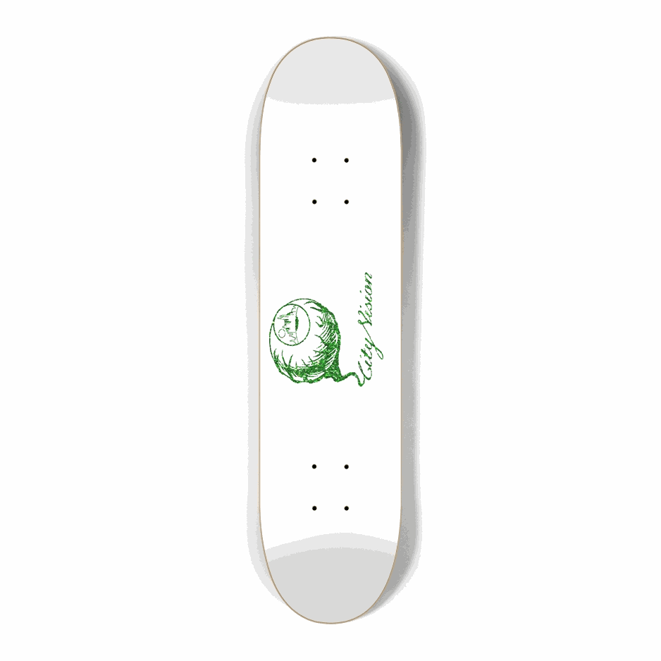 White and Green Glitter Logo Mini 7.25 City Vision Skateboards City Vision Skateboards 7.25