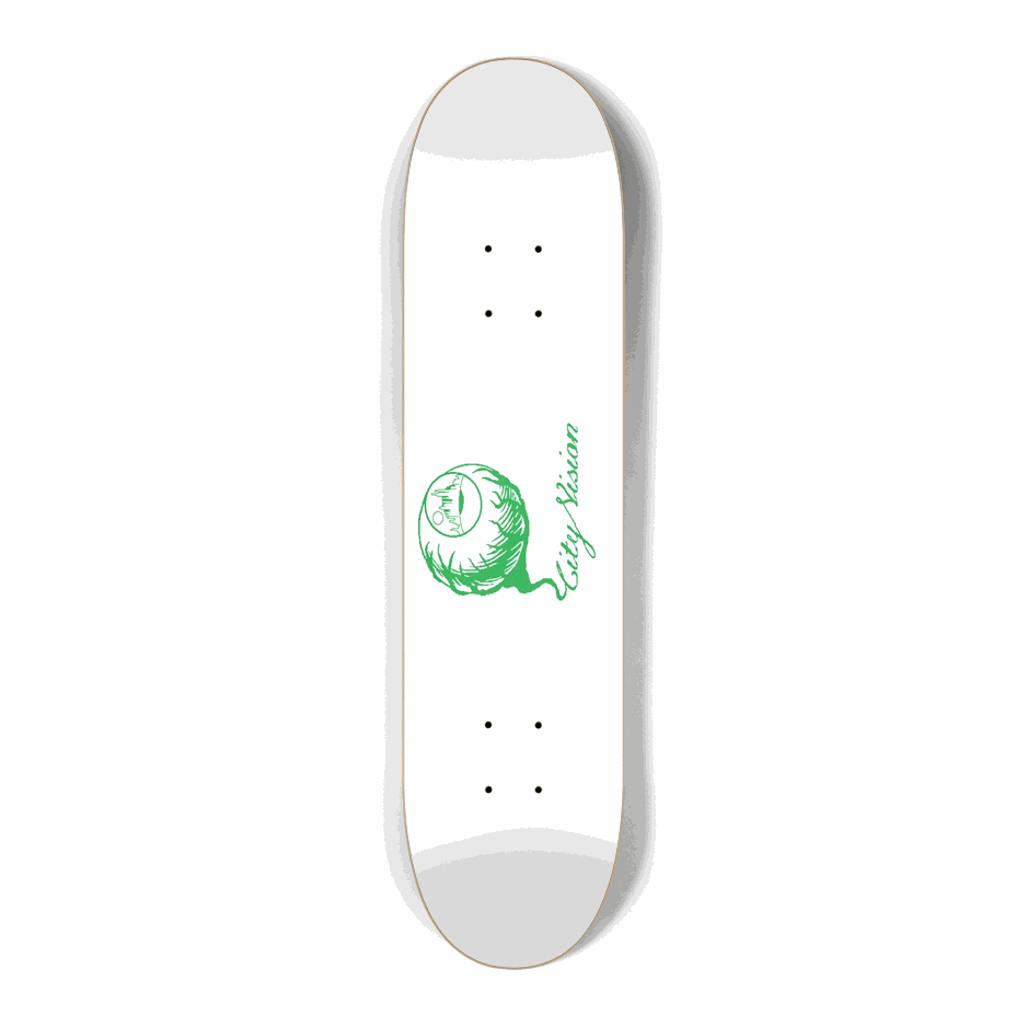 White and Green Logo Mini 7.25 City Vision Skateboards City Vision Skateboards 7.25