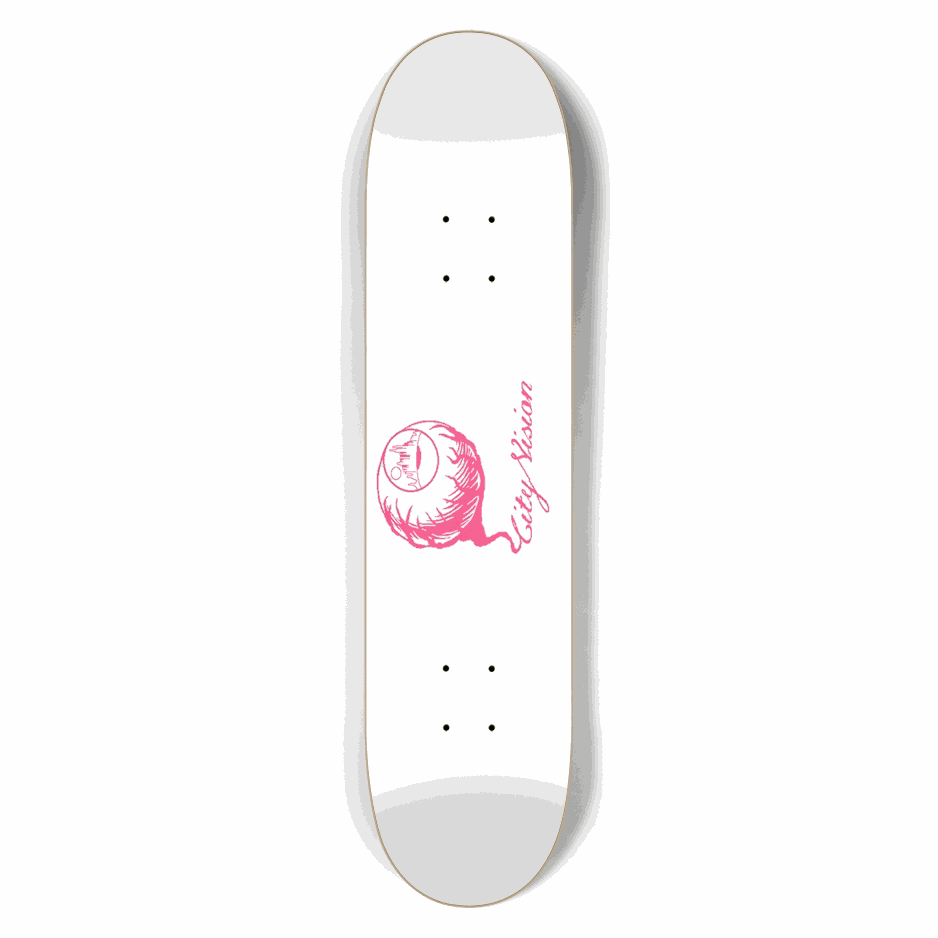 White and Hot Pink Logo 7.50 City Vision Skateboards City Vision Skateboards 7.50