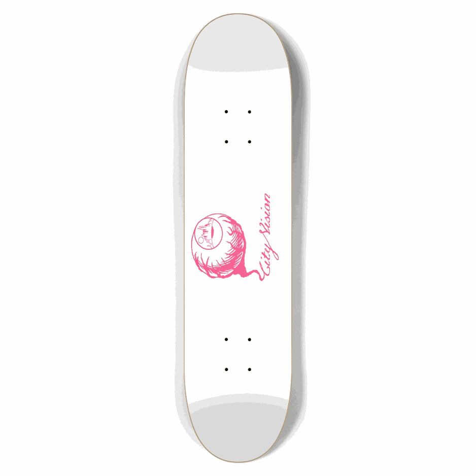 White and Hot Pink Logo 7.62 City Vision Skateboards City Vision Skateboards 7.62