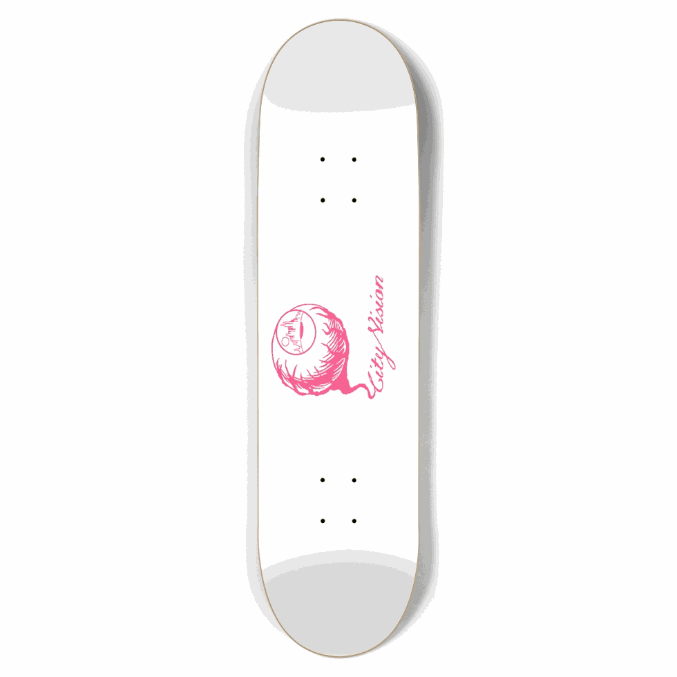 White and Hot Pink Logo 8.50 City Vision Skateboards City Vision Skateboards 8.50