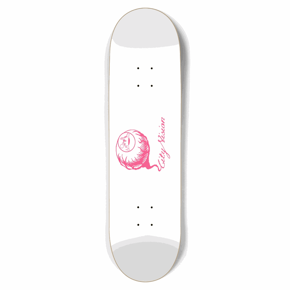 White and Hot Pink Logo 8.75 City Vision Skateboards City Vision Skateboards 8.75