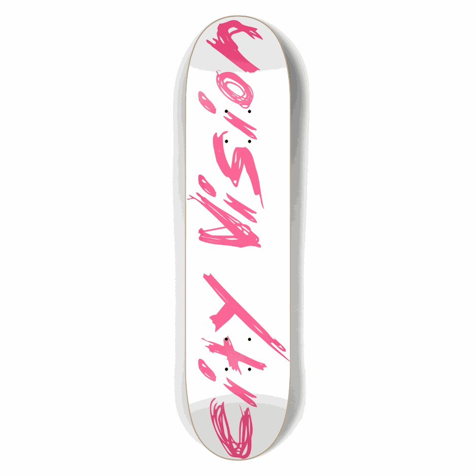 White and Hot Pink Name 7.50 City Vision Skateboards City Vision Skateboards 7.50