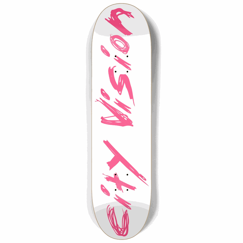 White and Hot Pink Name 8.25 City Vision Skateboards City Vision Skateboards 8.25