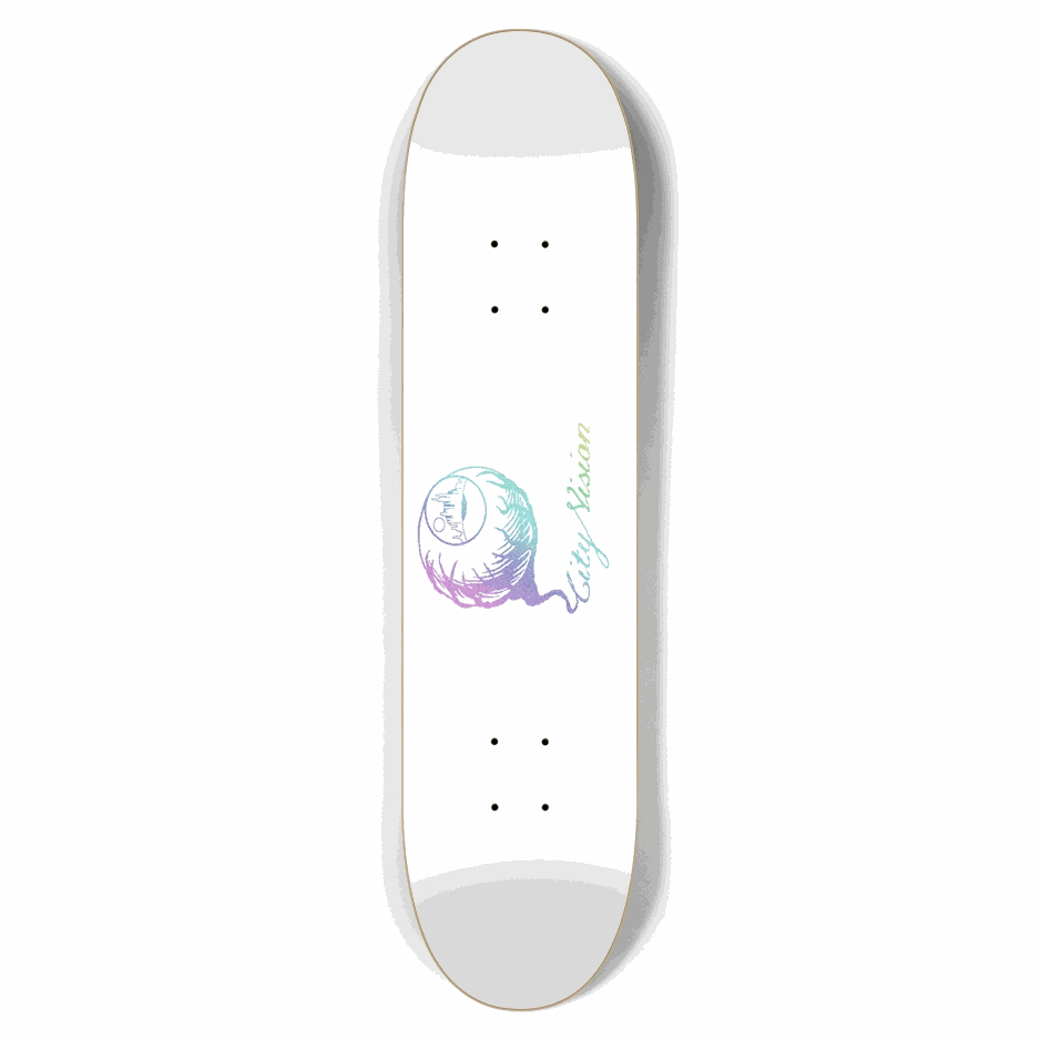 White and Light Rainbow Glitter Logo 7.62 City Vision Skateboards City Vision Skateboards 7.62