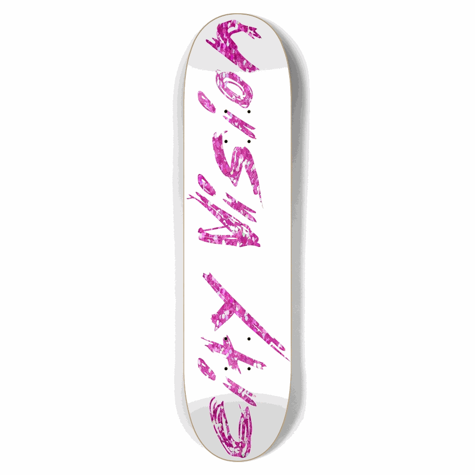 White and Pink Glitter Name 7.62 City Vision Skateboards City Vision Skateboards 7.62