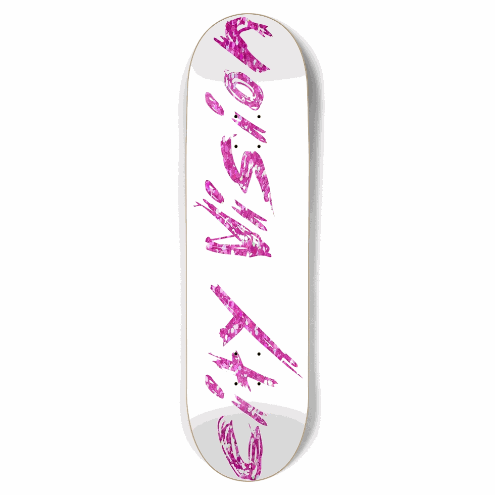 White and Pink Glitter Name 8.75 City Vision Skateboards City Vision Skateboards 8.75