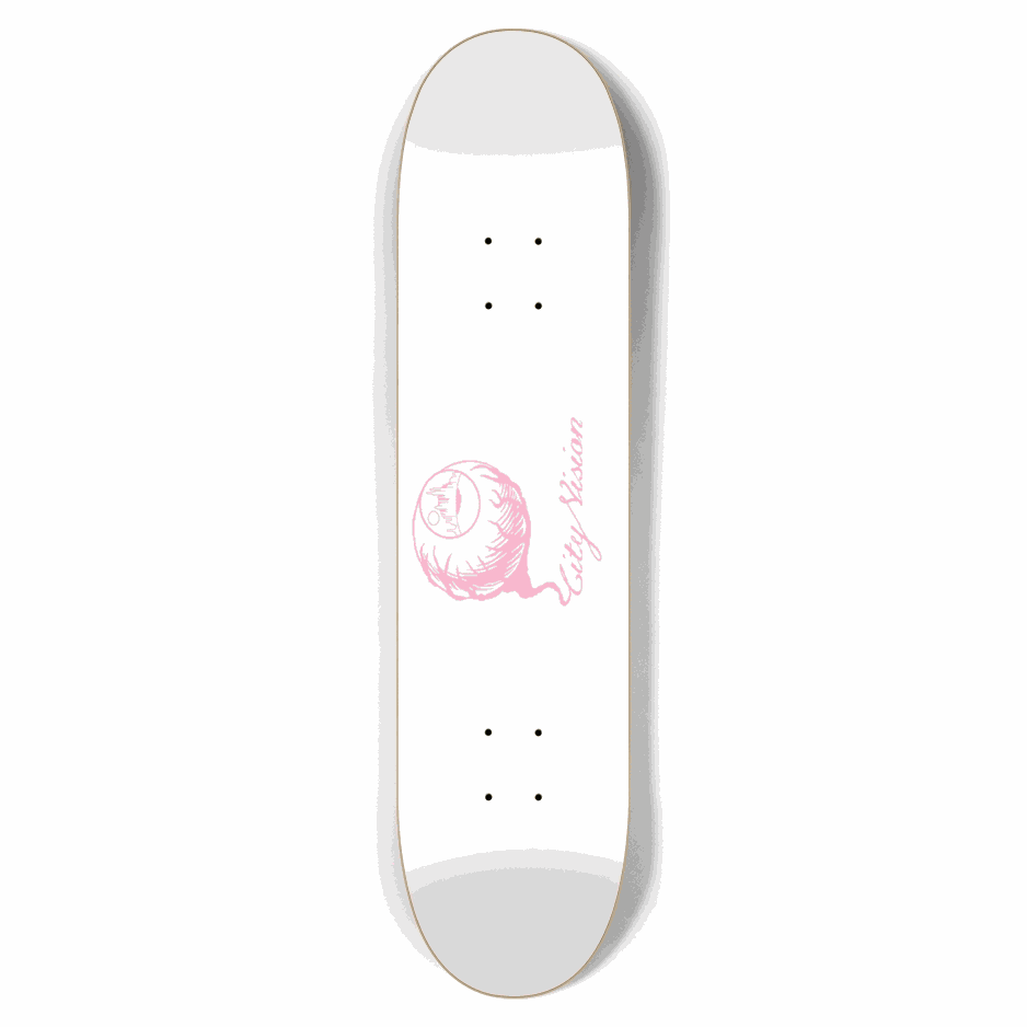 White and Pink Logo 7.62 City Vision Skateboards City Vision Skateboards 7.62