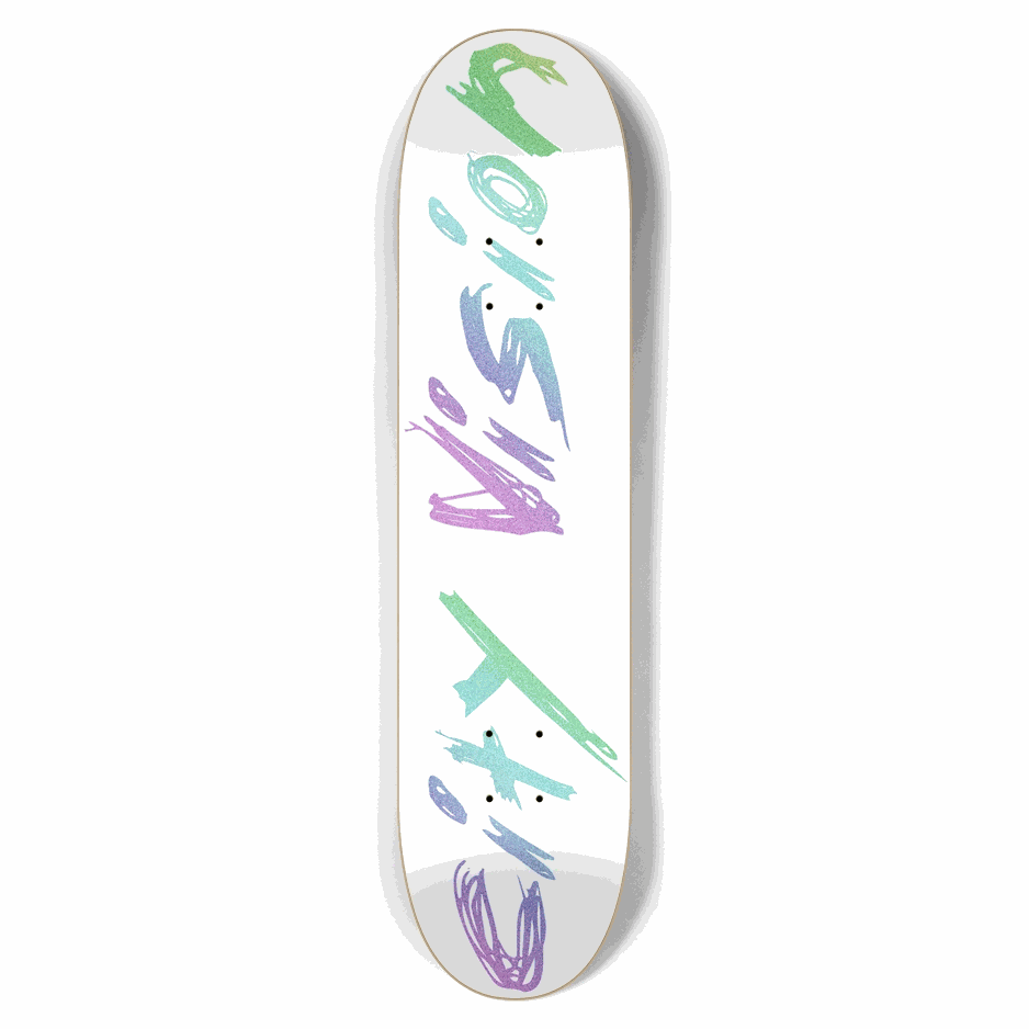 White and Rainbow Glitter Name 7.62 City Vision Skateboards City Vision Skateboards 7.62