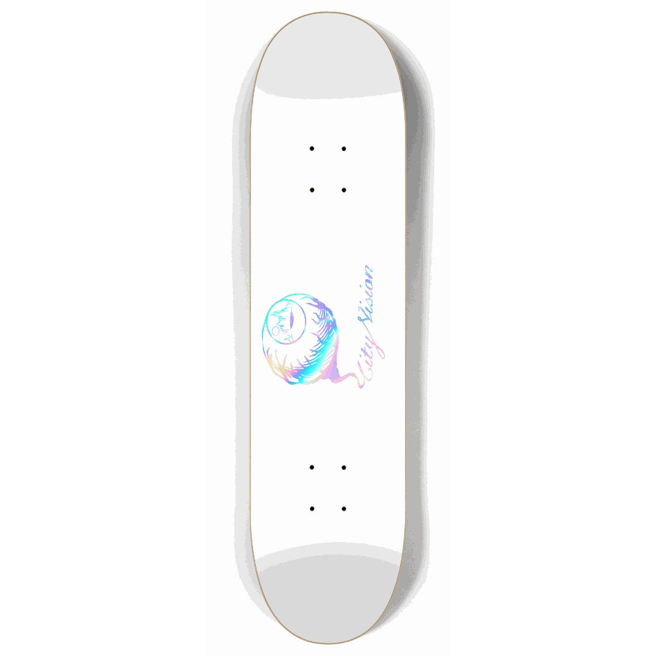 Skateboard - White and Rainbow Logo 8.00 by City Vision Skateboards (8.00)