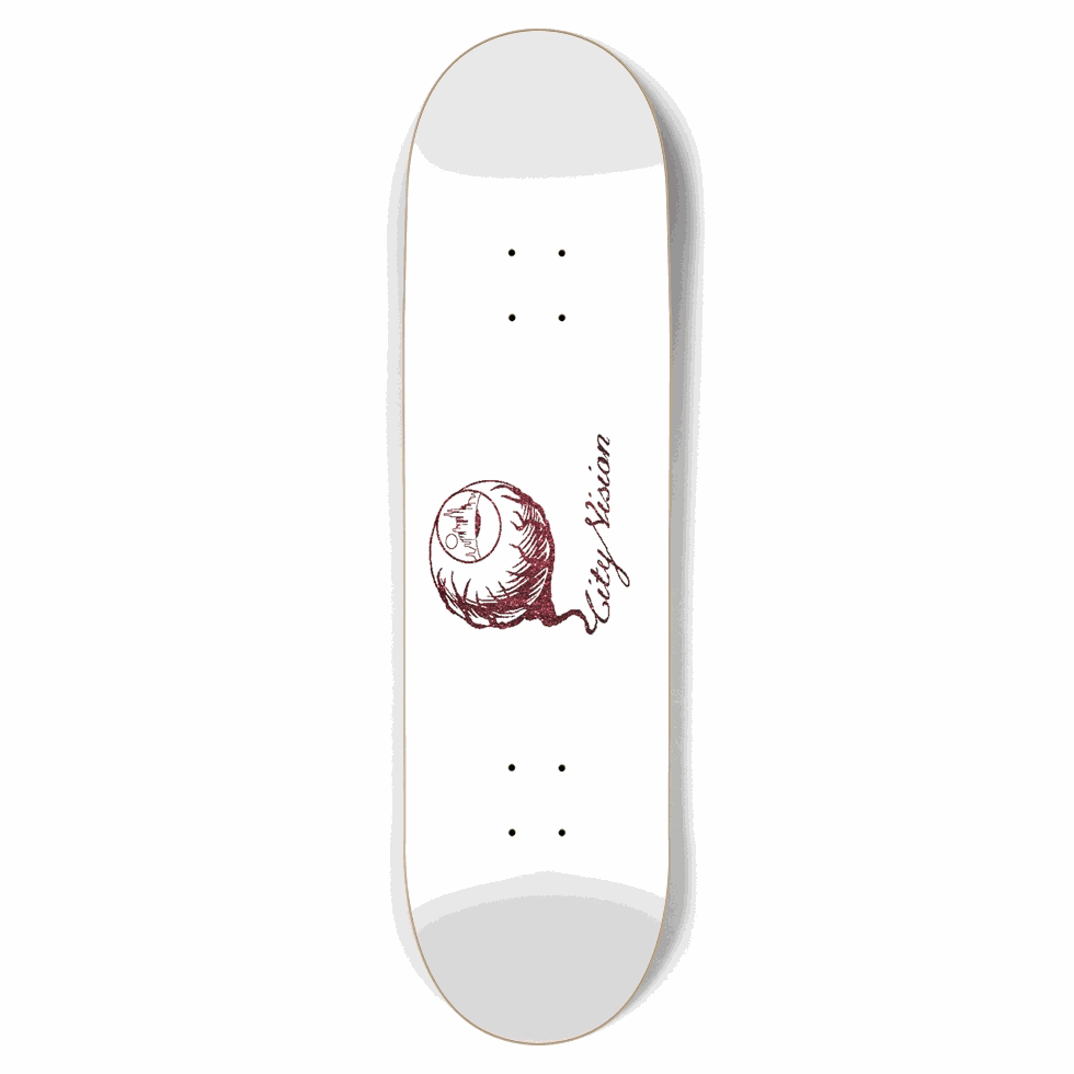 White and Red Glitter Logo 8.75 City Vision Skateboards City Vision Skateboards 8.75