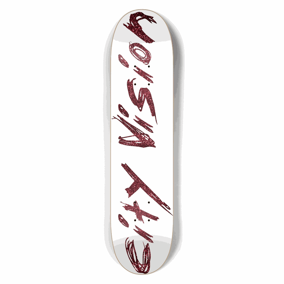White and Red Glitter Name 7.50 City Vision Skateboards City Vision Skateboards 7.50