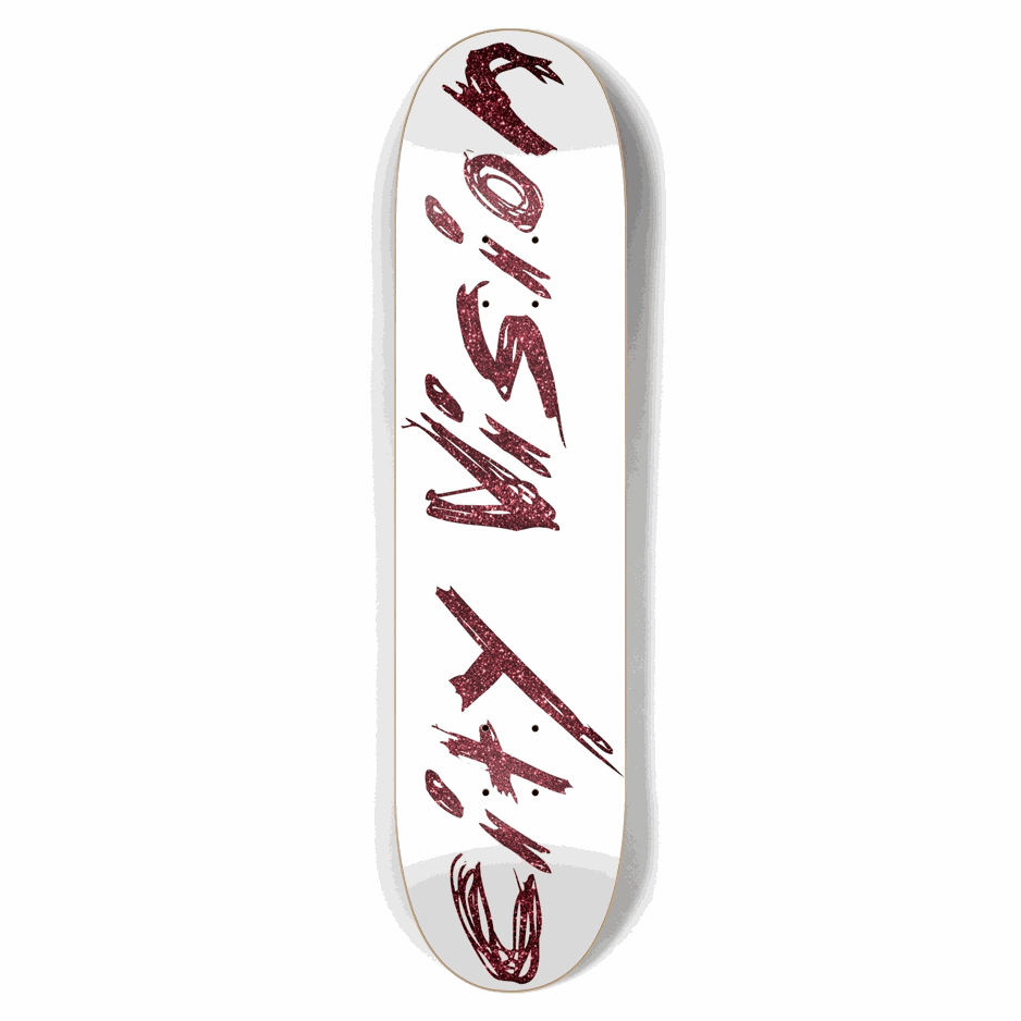 White and Red Glitter Name 7.62 City Vision Skateboards City Vision Skateboards 7.62