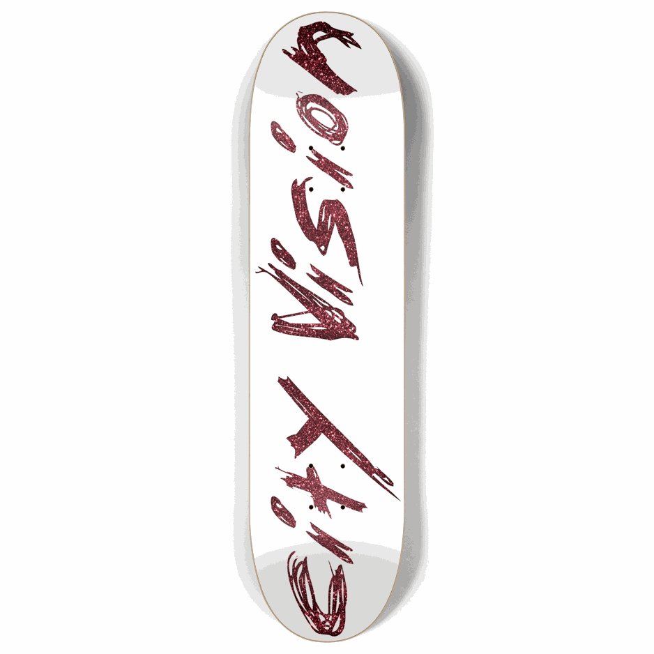 White and Red Glitter Name 8.00 City Vision Skateboards City Vision Skateboards 8.00