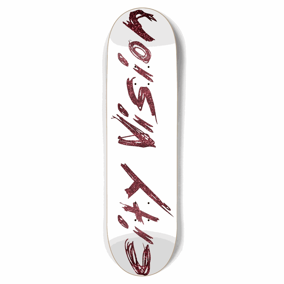 White and Red Glitter Name 8.75 City Vision Skateboards City Vision Skateboards 8.75