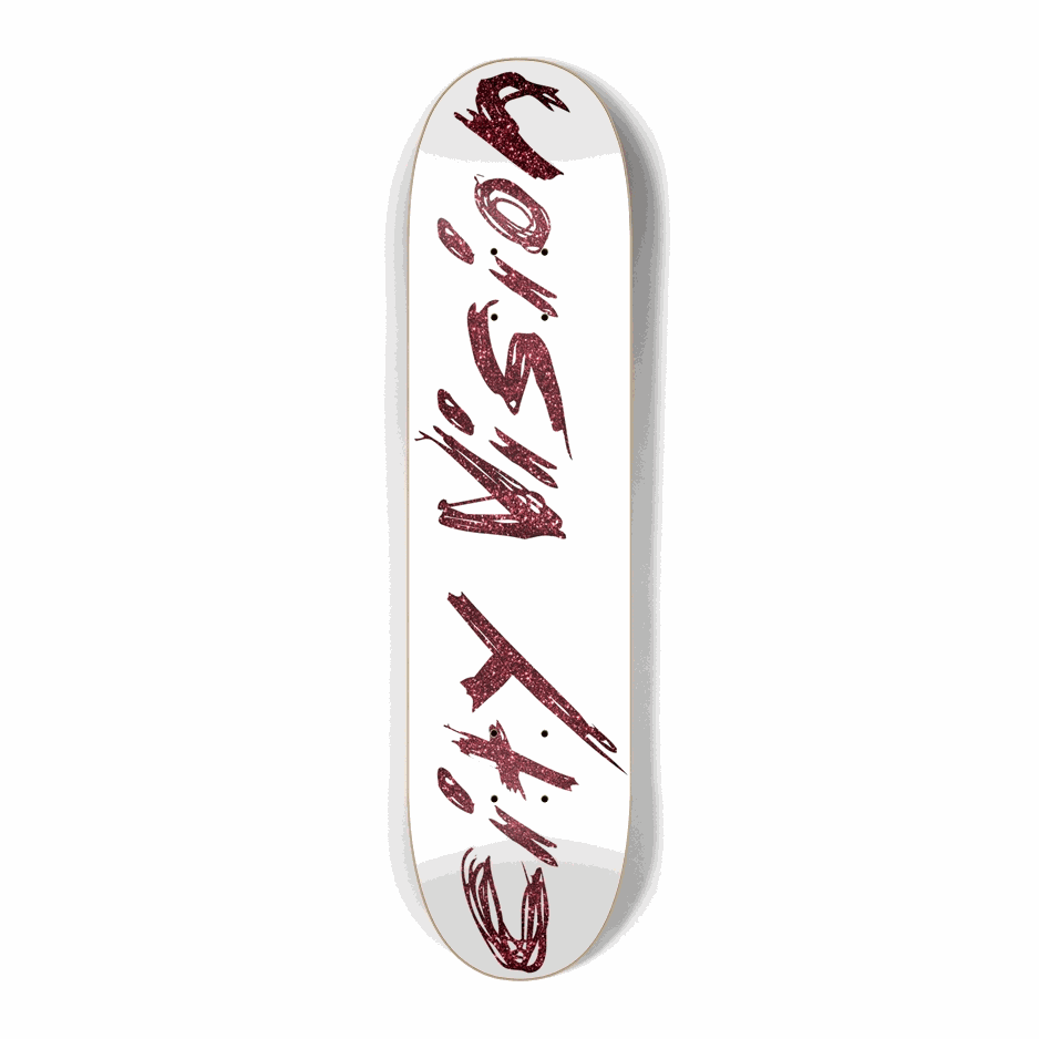 White and Red Glitter Name Mini 7.25 City Vision Skateboards City Vision Skateboards 7.25