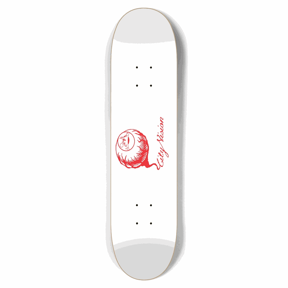 White and Red Logo 7.75 City Vision Skateboards City Vision Skateboards 7.75