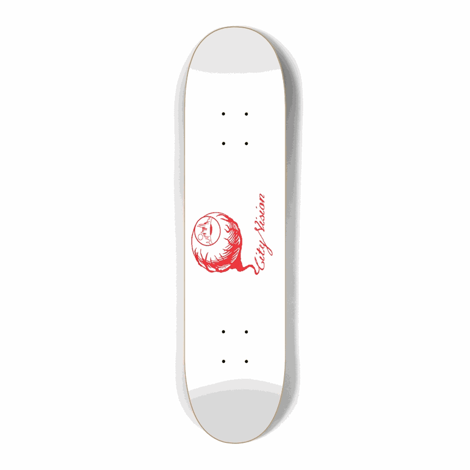 White and Red Logo Mini 7.25 City Vision Skateboards City Vision Skateboards 7.25
