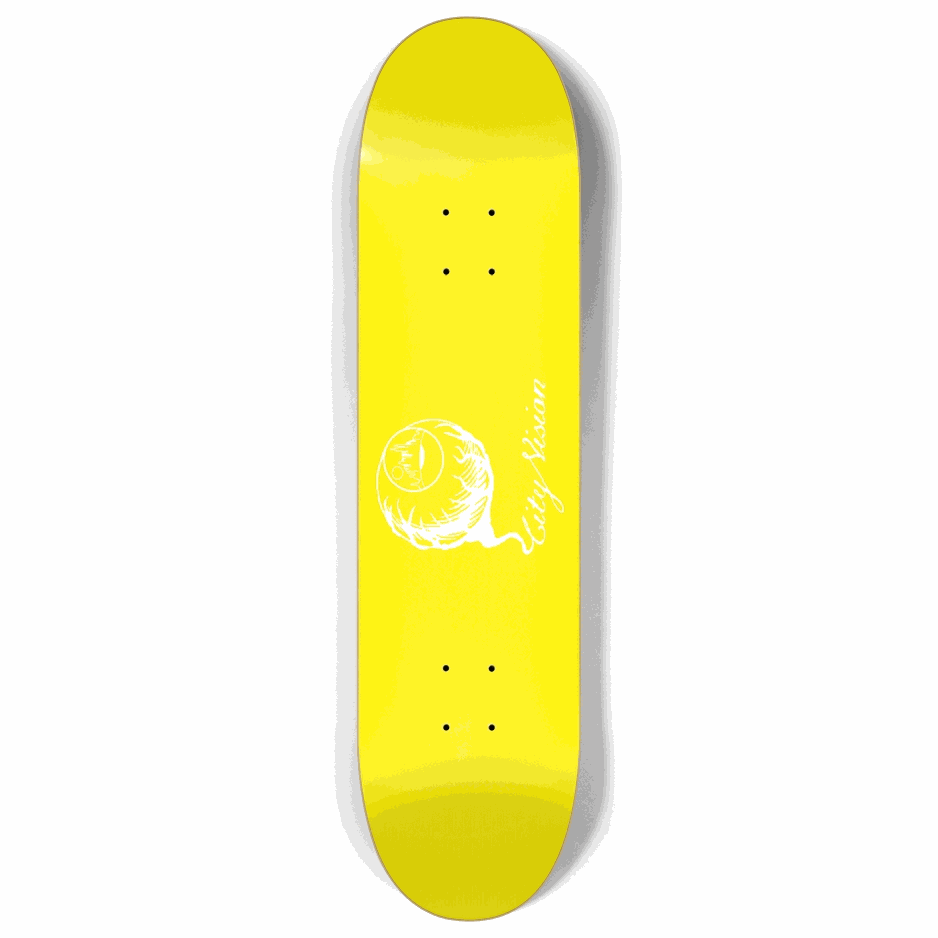 Yellow and White Logo 8.00 City Vision Skateboards City Vision Skateboards 8.00