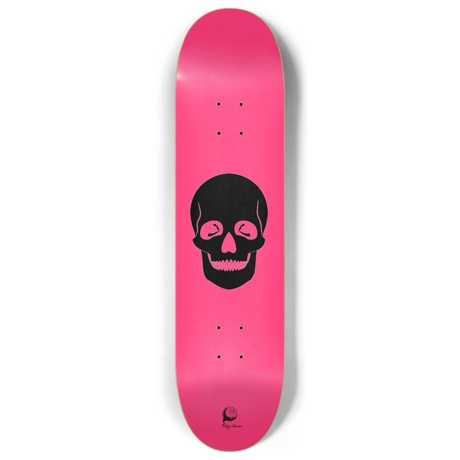 Skateboard - Hot Pink Skull 8.00 by City Vision Skateboards (8.00)