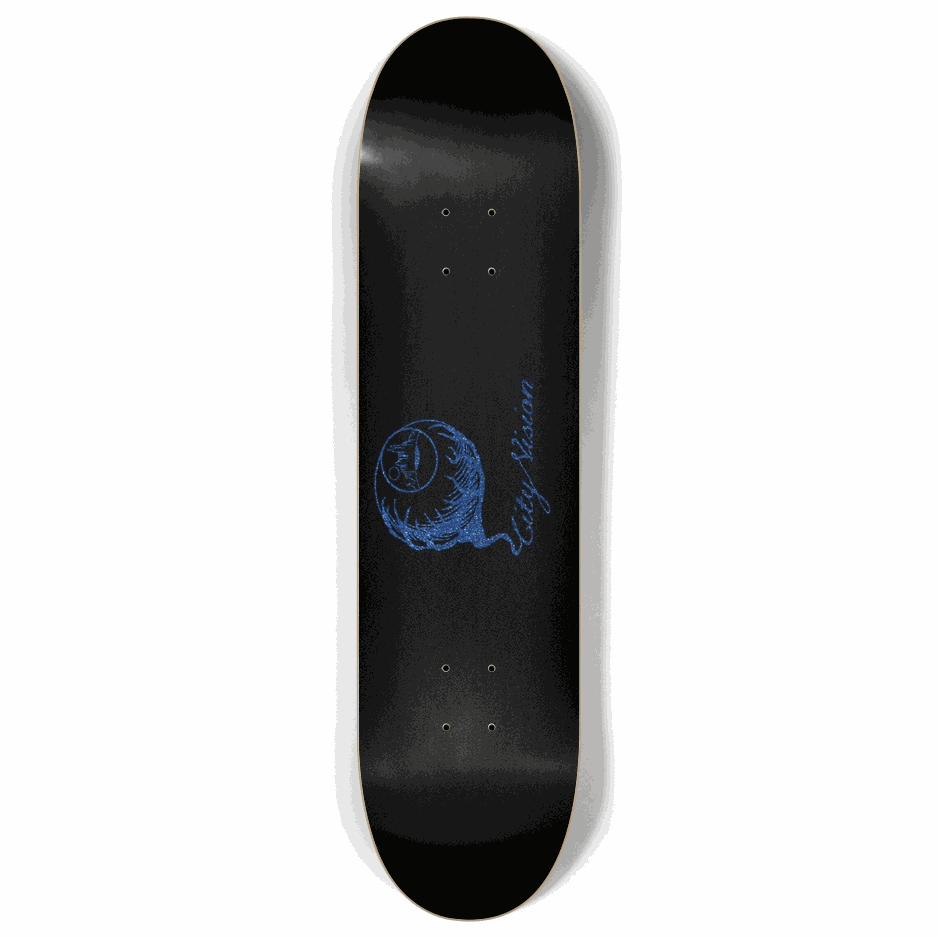 Skateboard - Black and Blue Glitter Logo 8.00 by City Vision Skateboards (8.00)
