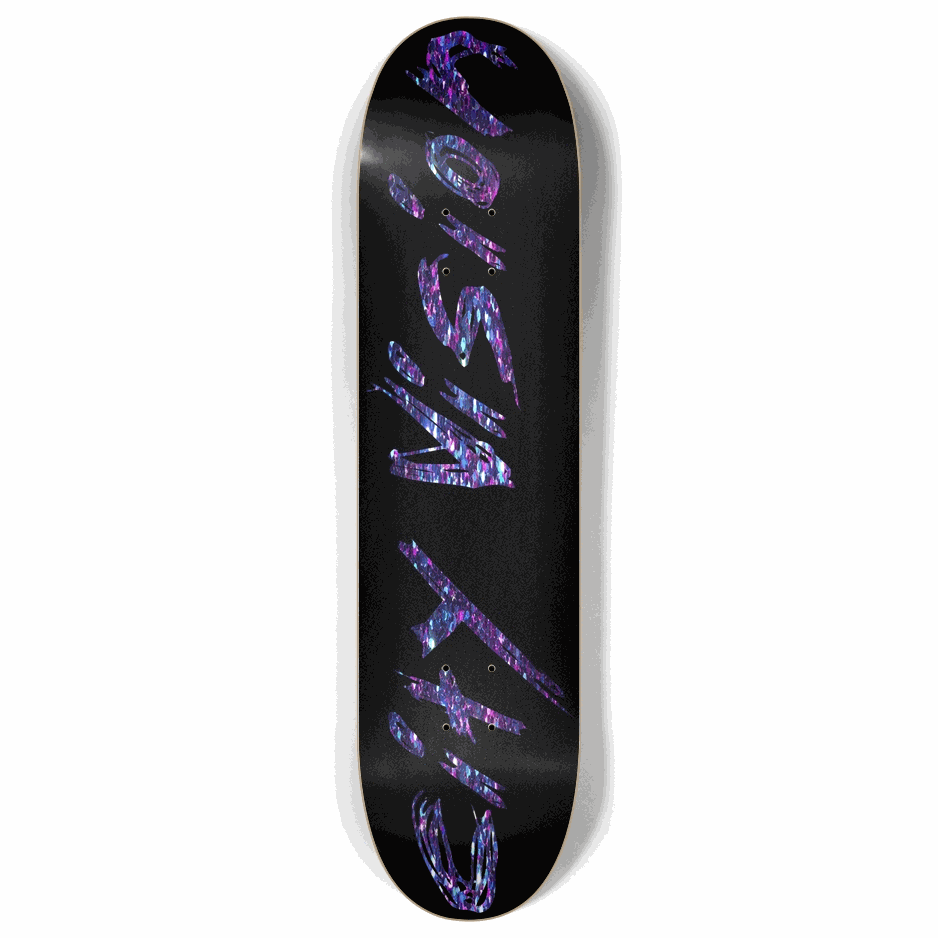 Skateboard - Black and Dark Rainbow Glitter Name 8.00 by City Vision Skateboards (8.00)