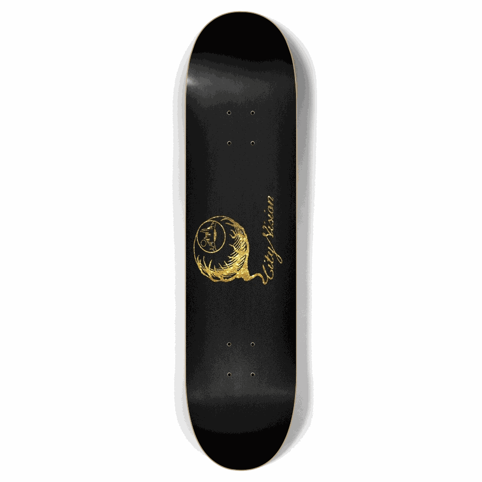 Black and Gold Glitter Logo 7.87 City Vision Skateboards