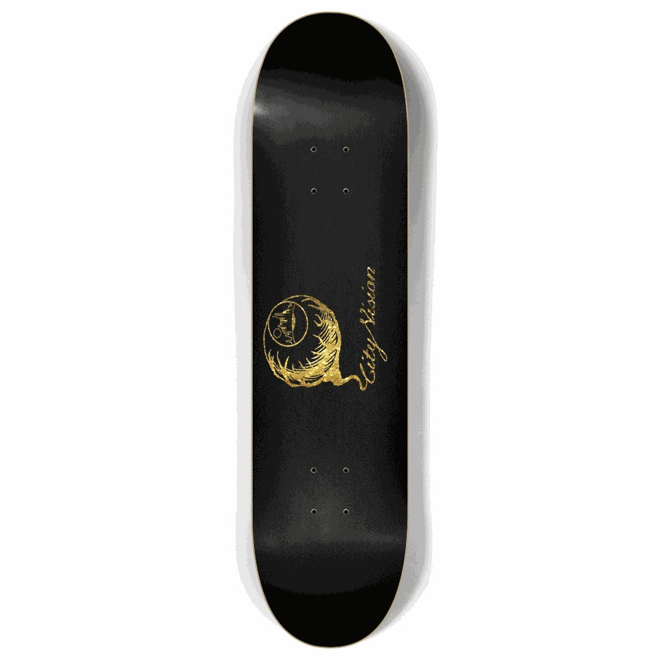 Skateboard - Black and Gold Glitter Logo 8.00 by City Vision Skateboards (8.00)